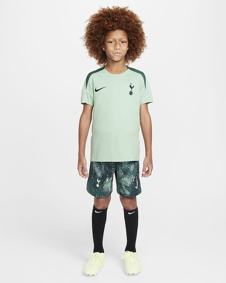 Tottenham Hotspur Strike Third Older Kids Nike Dri FIT Football Knit Short Sleeve Top Green Polyester 50 Recycled Polyester